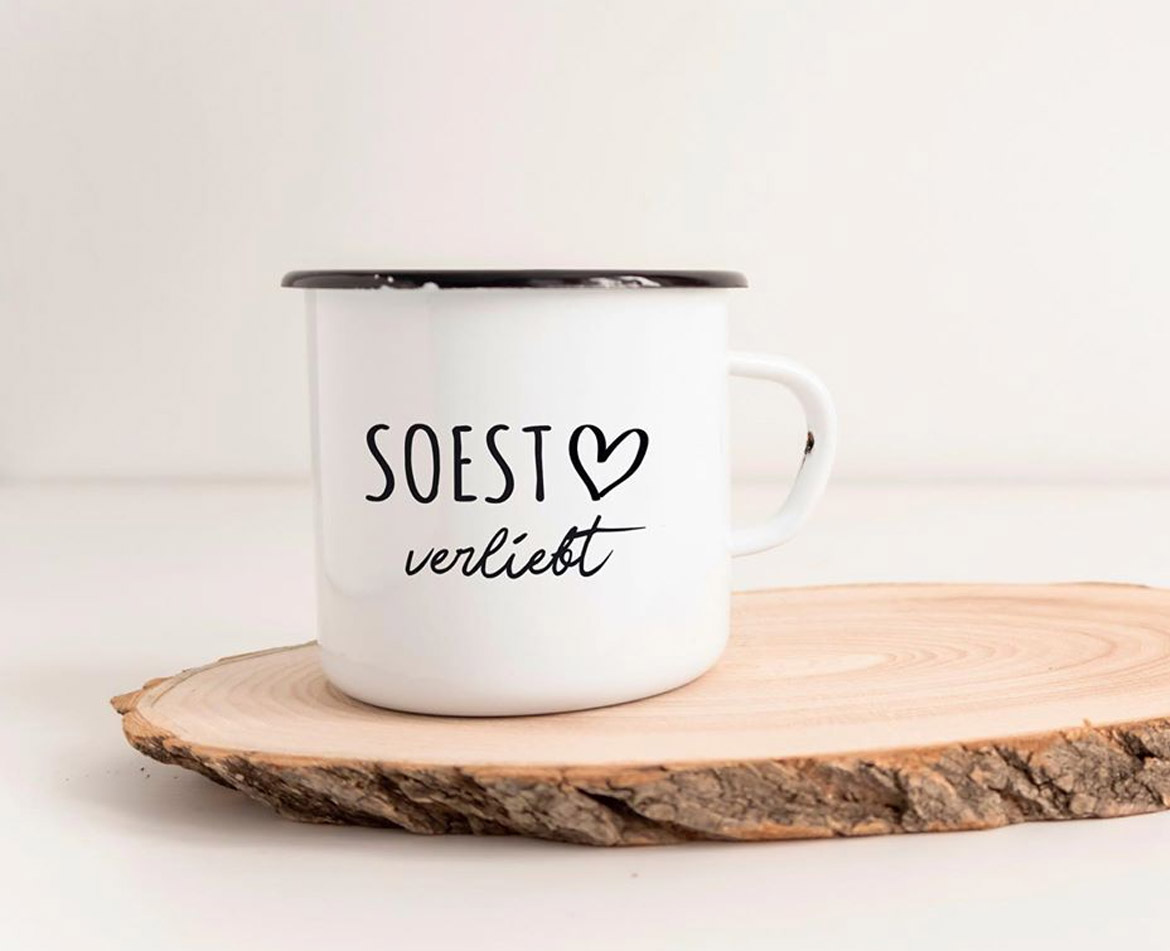 Emaillebecher &bdquo;Soest verliebt&ldquo;