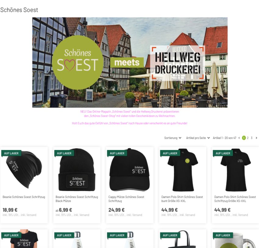 Shopseite der Reihe Sch&ouml;nes Soest